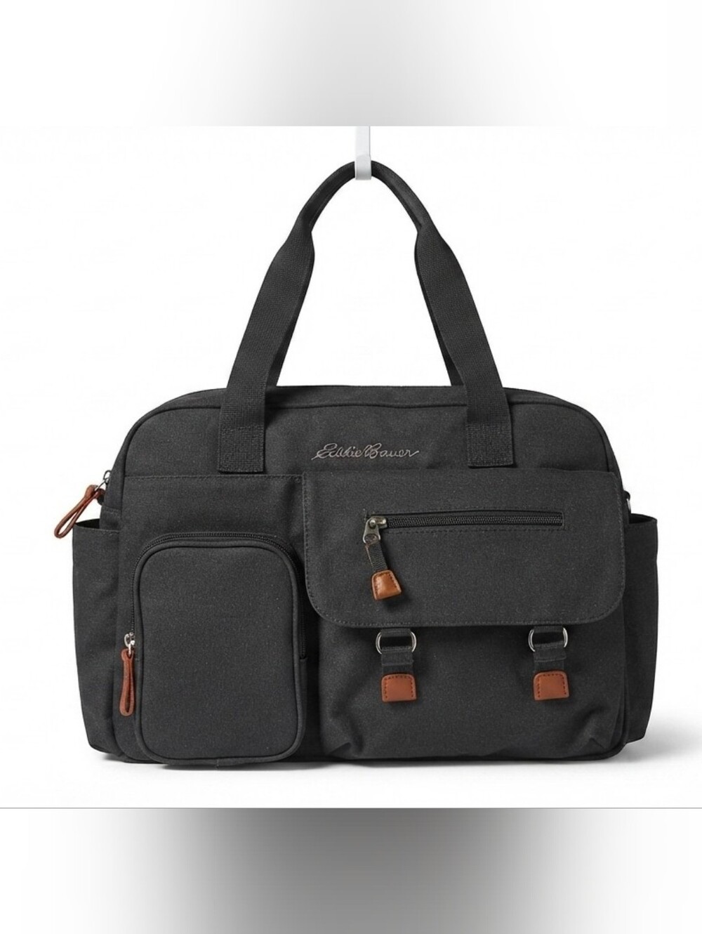 Eddie Bauer Diaper Bag Tote - Grey Canvas with Copper Lining - 14.5x12